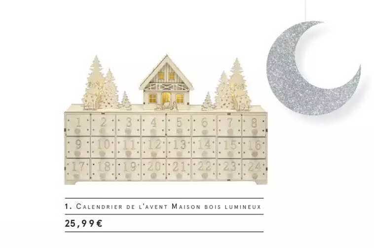 calendrier de l'avent maison bois lumineux