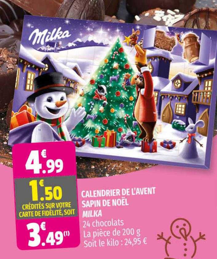 calendrier de l'avent sapin de noël milka