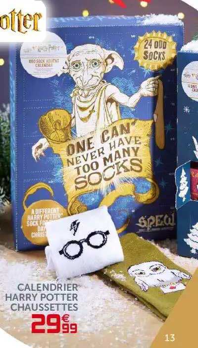 calendrier harry potter chaussettes