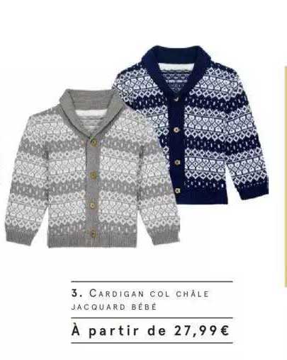 cardigan col châle jacquard bébé