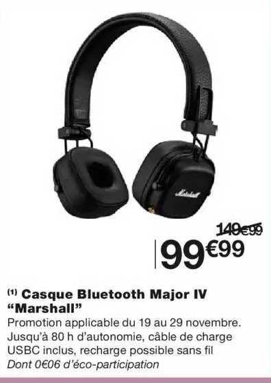 casque bluetooth major IV "marshall"