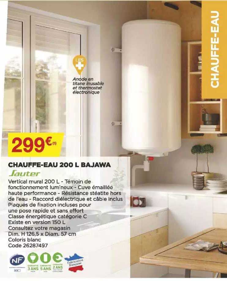 chauffe-eau 200 l bajawa sauter