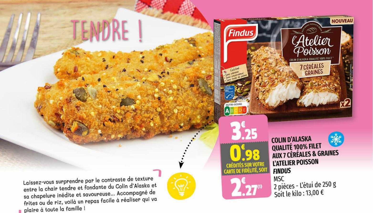 colin d'alaska qualité 100% filet aux 7 céréales & graines l'atelier poisson findus