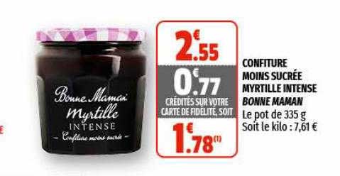 confiture moins sucrée myrtille intense bonne maman