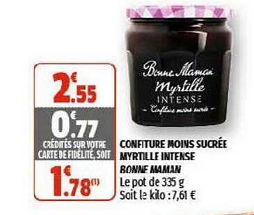 confiture moins sucrée myrtille intense bonne maman