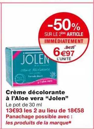 crème décolorante à l'aloé vera "jolen"