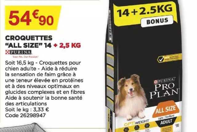 croquettes "all size" 14 + 2,5 kg purina