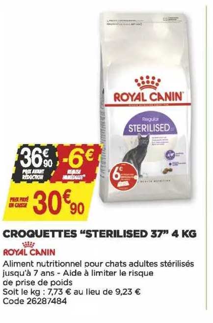 croquettes "sterilised 37" 4 kg royal canin