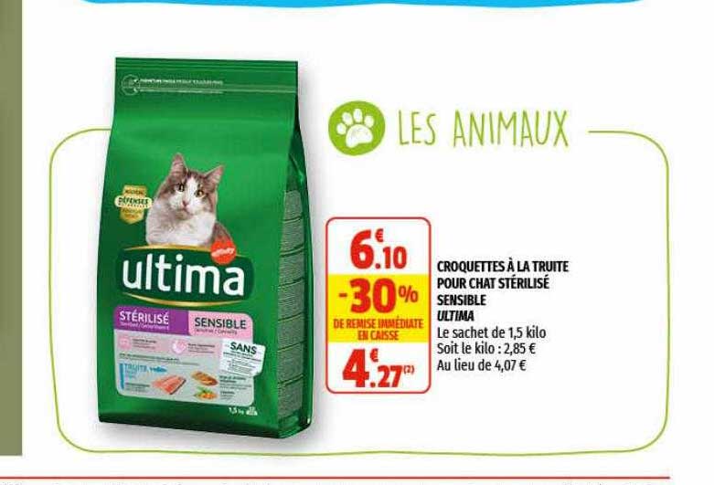 croquettes à la truite pour chat stérilisé sensible ultima