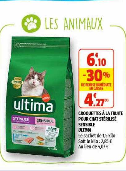 croquettes à la truite pour chat stérilisé sensible ultima