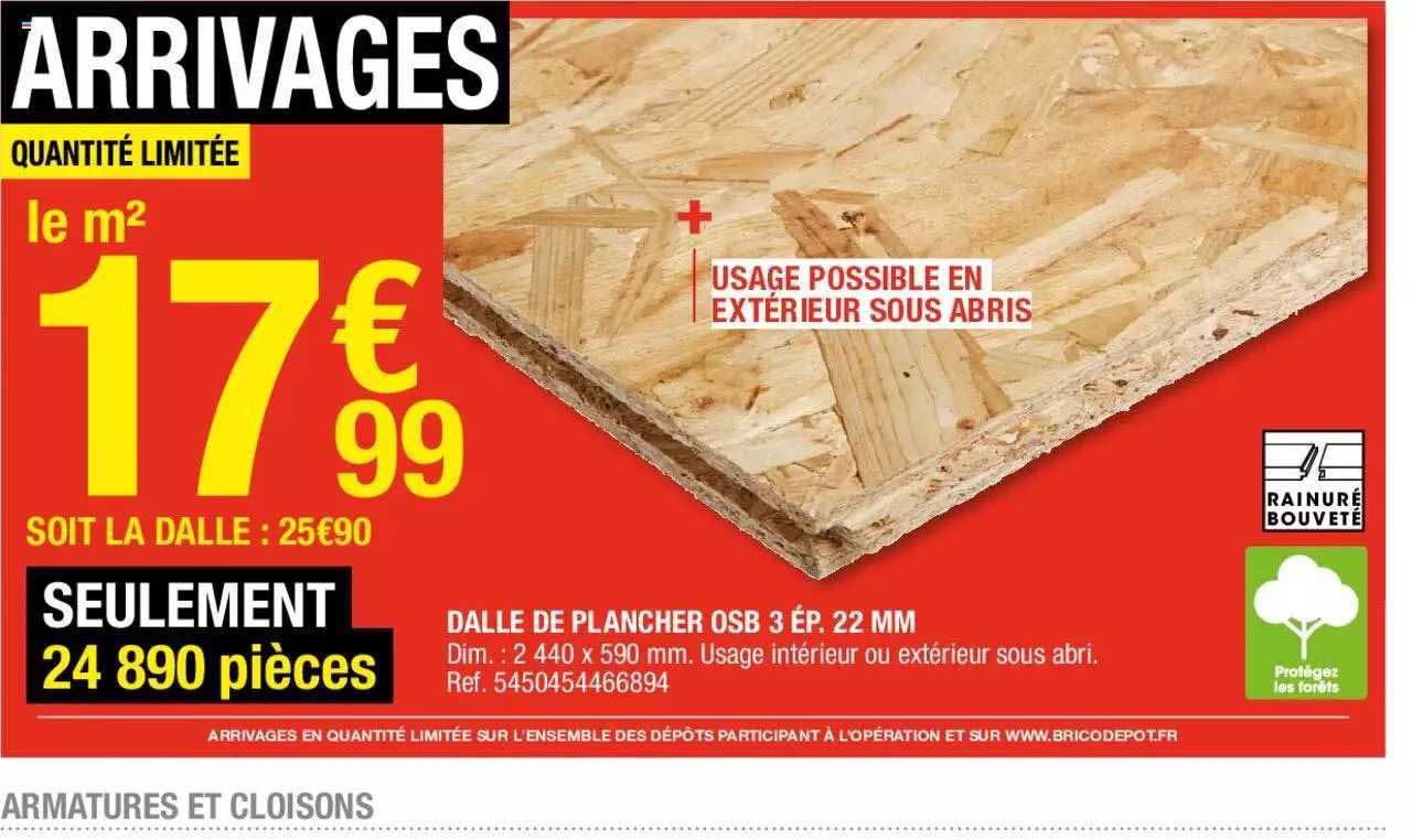 dalle de plancher osb 3 ép. 22 mm