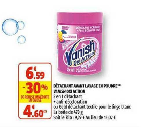 détachant avant lavage en poudre vanish oxi action