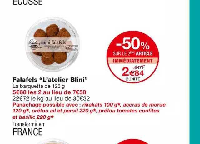 falafels "l'atelier blini" -50% sur le 2ème article