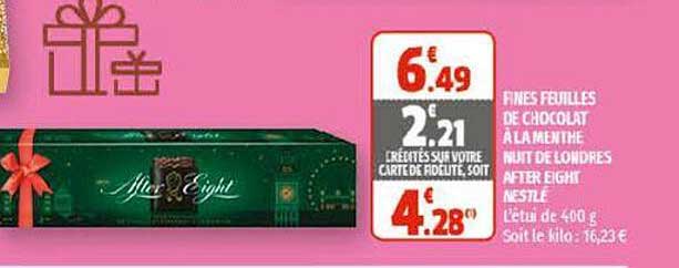 fines feuilles de chocolat à la menthe nuit de londres after eight nestlé