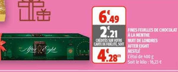 fines feuilles de chocolat à la menthe nuit de londres after eight nestlé