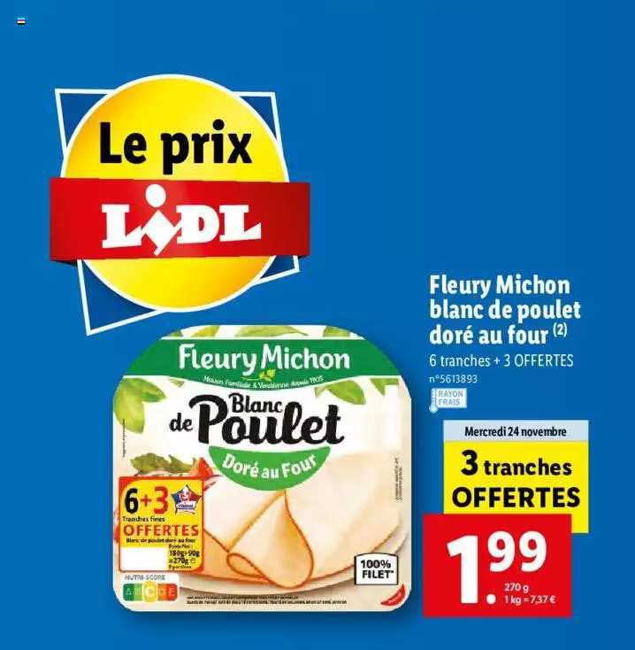 fleury michon blanc de poulet doré au four