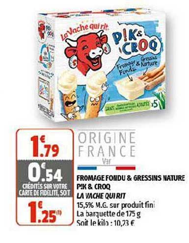 fromage fondu & gressins nature p!k & croq la vache qui rit