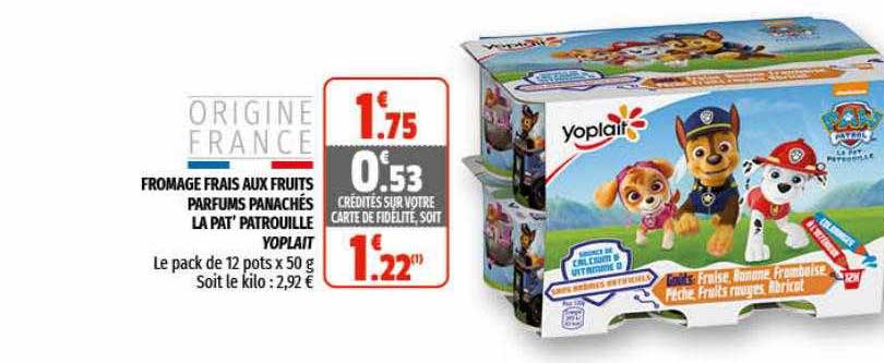 fromage frais aux fruits parfums panaché la pat' patrouille yoplait