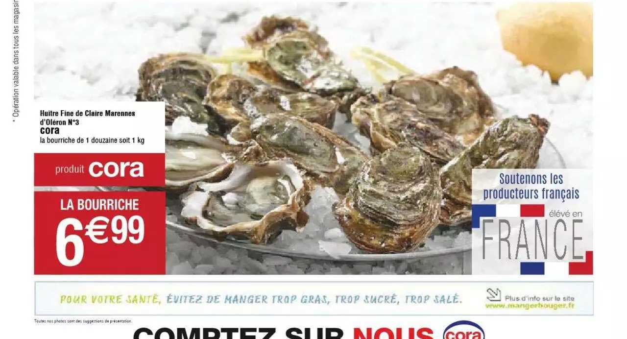 huître fine de claire marennes d'oléron n°3 cora