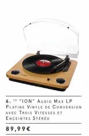 Ion Audio Max Lp Platine Vinyle De Conversion Avec Trois Vitesses Et Enceintes Stéréo