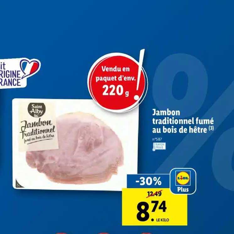 jambon traditionnel fumé au bois de hhêtre saint alby