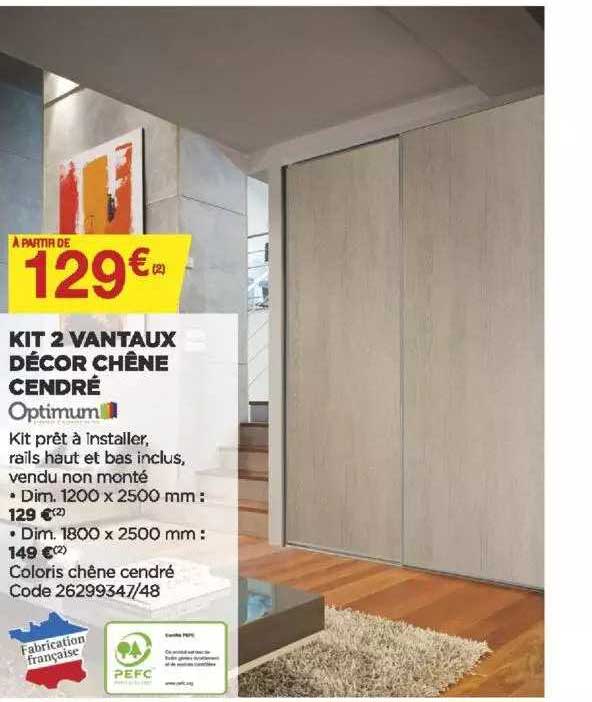 kit 2 vantaux décor chêne cendré