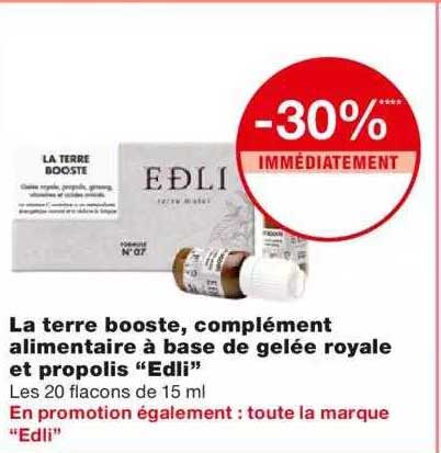 la terre booste, complément alimentaire à base de gelée royale et propolis "edli"