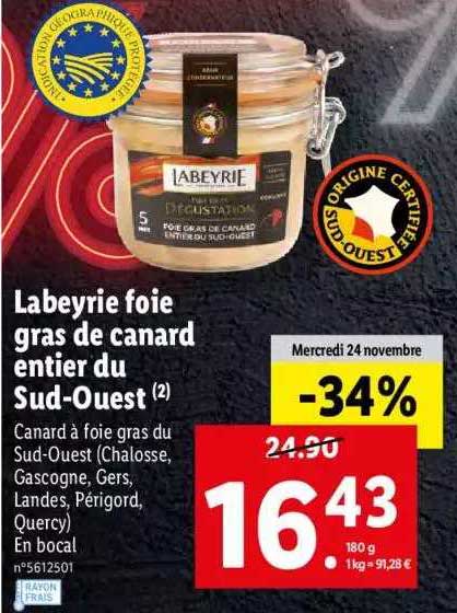labeyrie foie gras de canard entier du sud-ouest