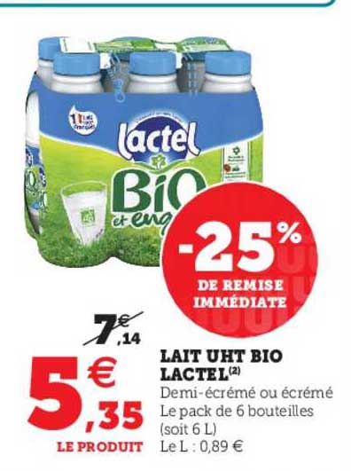 Lait Uht Bio Lactel
