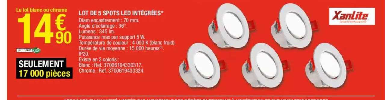 Lot De 5 Spots Led Intégrées