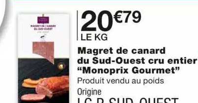 magret de canard du sud-ouest cru entier "monoprix gourmet"