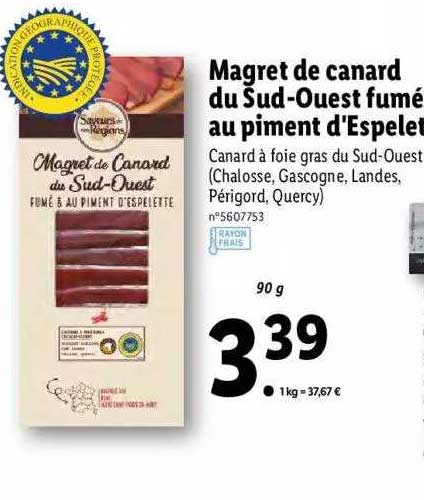 magret de canard du sud-ouest fumé au piment d'espelette