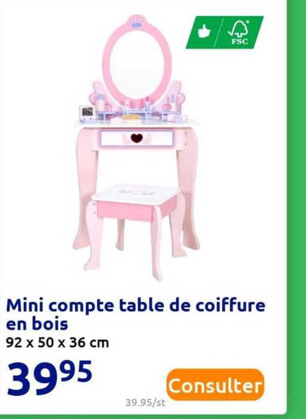 mini compte table de coiffure en bois