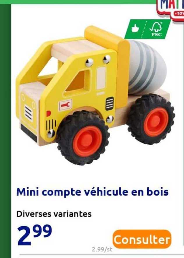 mini compte véhicule en bois