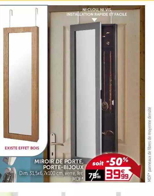 miroir de porte, porte-bijoux