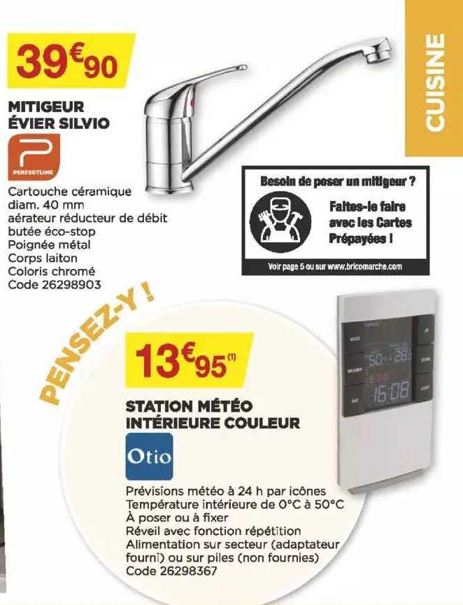 mitigeur évier silvio, station météo intérieure couleur