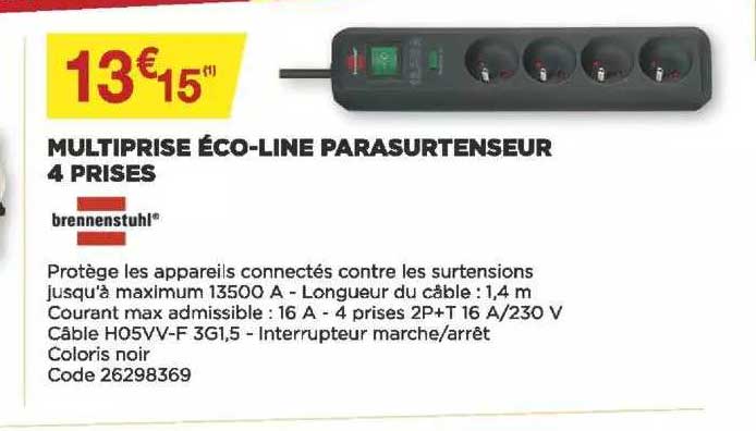 multiprise éco-line parasurtenseur 4 prises