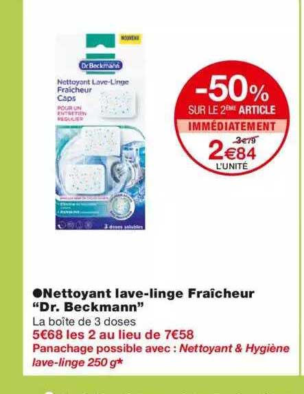 nettoyant lave-linge fraîcheur "dr. beckmann" -50% sur le 2ème article