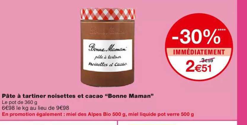 pâte à tartiner noisettes et cacao "bonne maman"