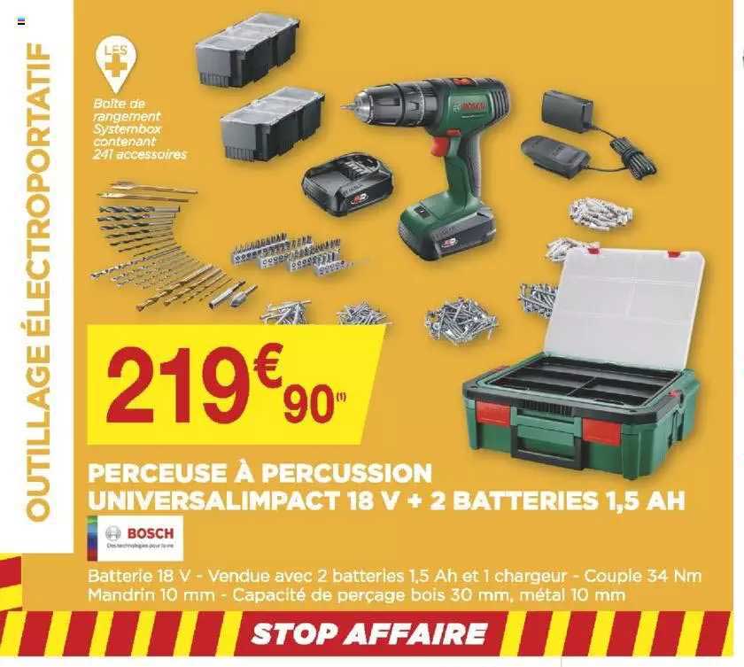 Perceuse à Percussion Universal Impact 18 V + 2 Batteries 1,5 Ah Bosch