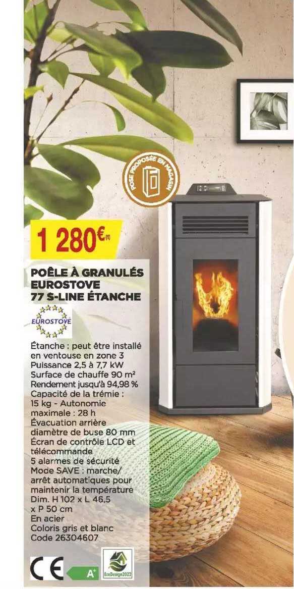 poêle à granulés eurostove 77 s-line étanche