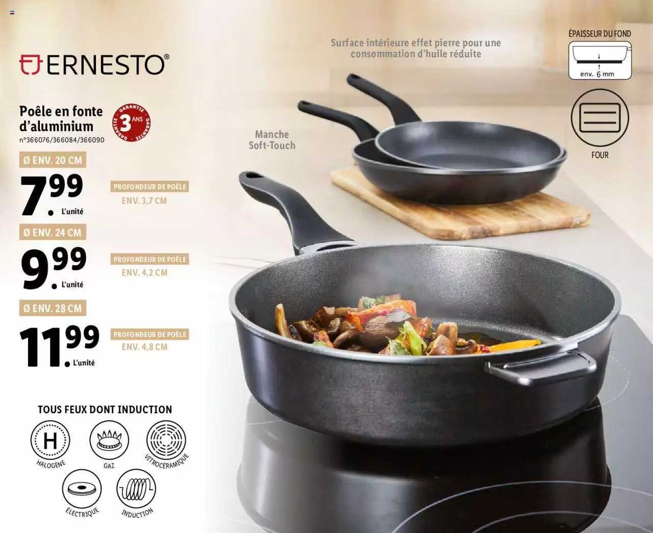 poêle en fonte d'aluminium ernesto