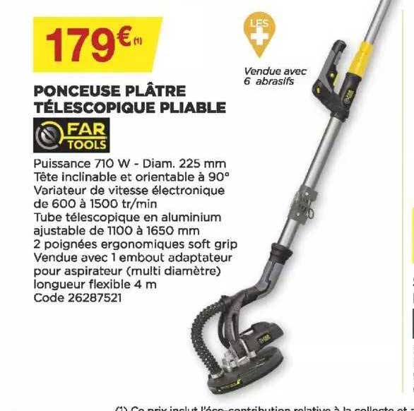 ponceuse plâtre télescopique pliable far tools