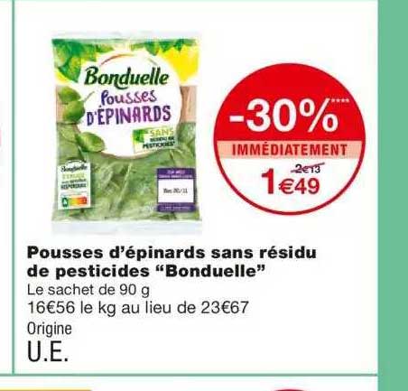 Pousses D'épinards Sans Résidu De Pesticides "bonduelle"