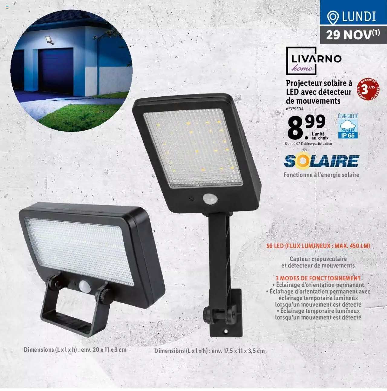 Projecteur Solaire à Led Avec Détecteur De Mouvements Livarno