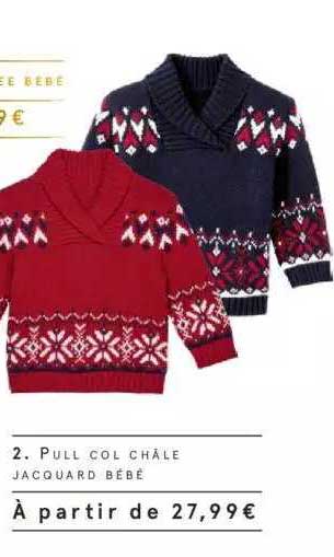 pull col châle jacquard bébé