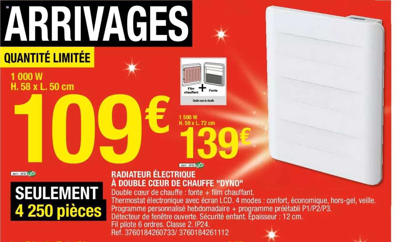 radiateur électrique à double coeur de chauffe "dyno"