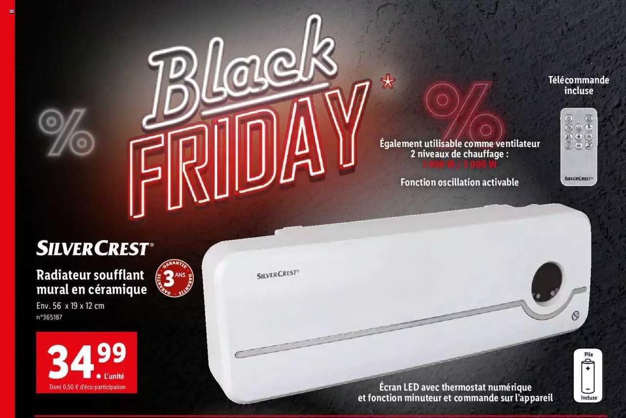 radiateur soufflant mural en céramique silver crest