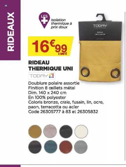 Rideau Thermique Uni Today