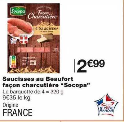 saucisses au beaufort façon charcutière "socopa"
